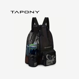 TAPONY 드로스트링 메쉬 수영 백팩 블랙 수영가방 스포츠가방 오리발가방